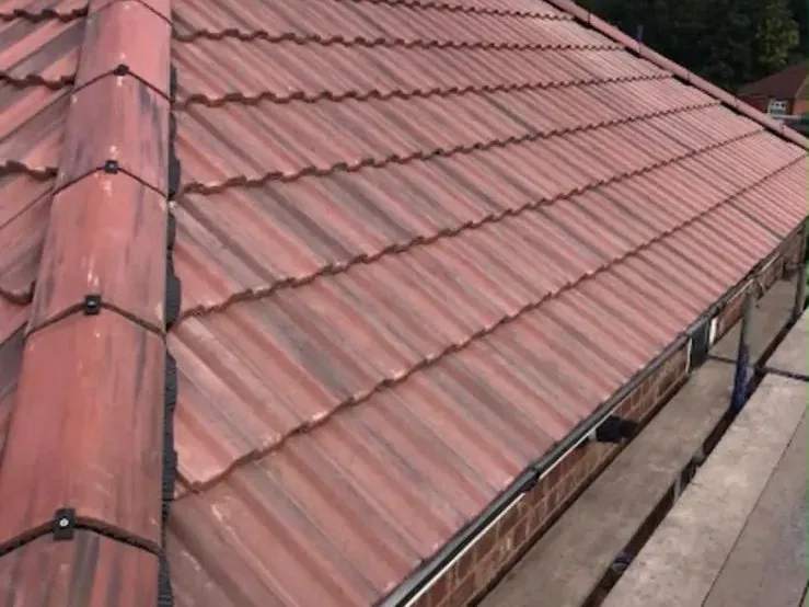 Red concrete tile re-roof near New Mills